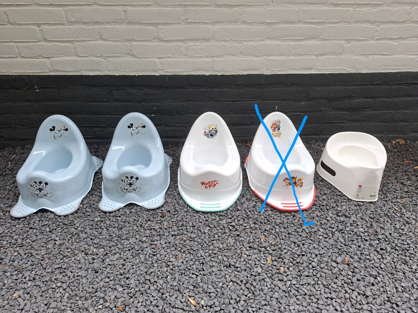4 plaspotjes hema, woezel&pip, paw patrol,mickey. vakantie, Kinderen en Baby's, Ophalen of Verzenden, Gebruikt, Overige typen