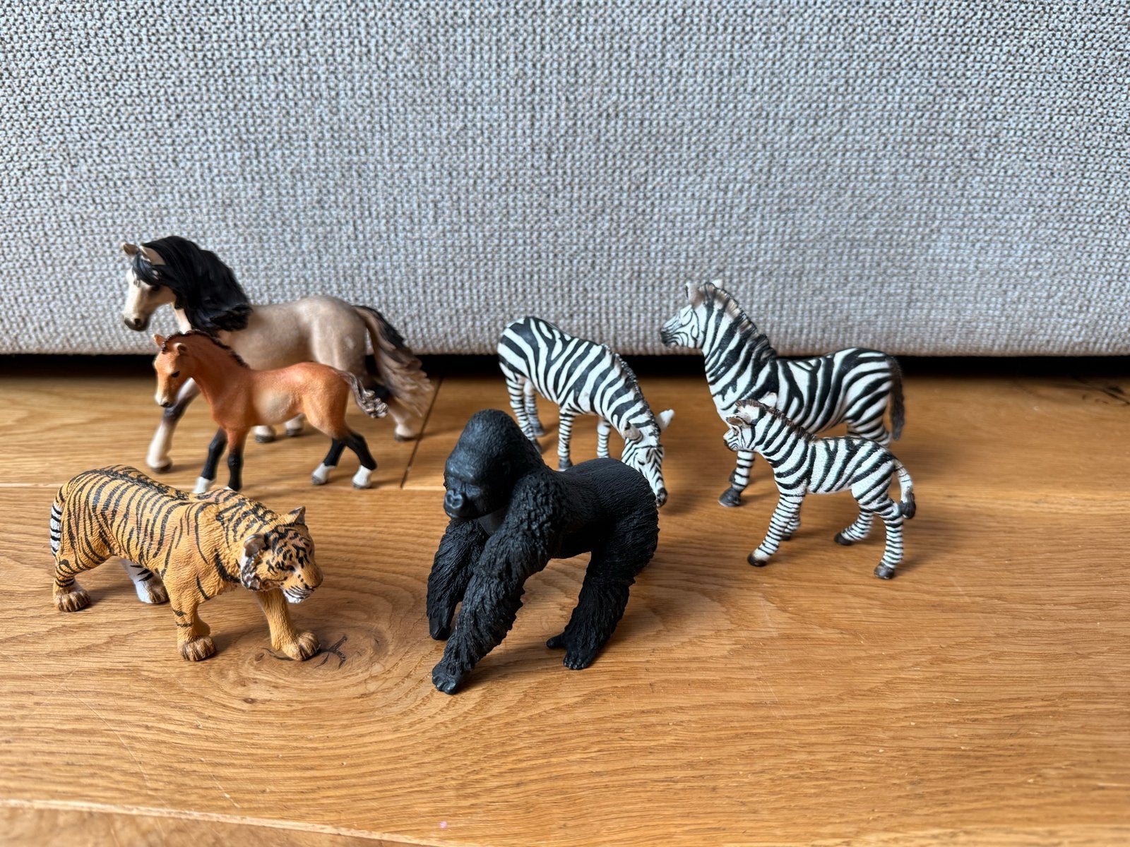 Schleich Dierenfiguren Set: Zebra's, Paarden, Tijger, Gorill, Ophalen of Verzenden, Gebruikt