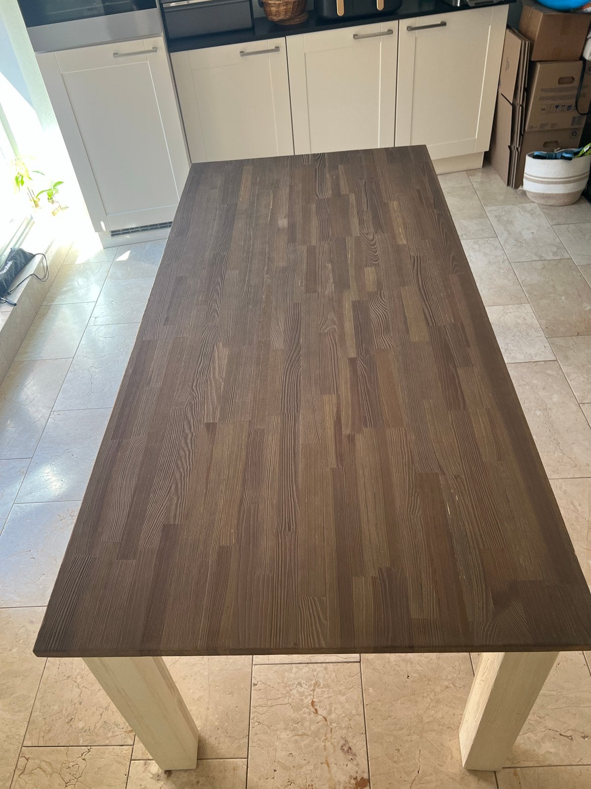 Eettafel met glazen plaat (190x90 cm), Ophalen, Gebruikt, 50 tot 100 cm, Glas