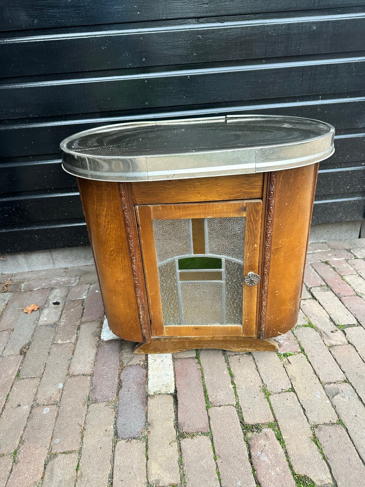 Vintage Kastje met Glas-in-lood Deur. Opknapper, Ophalen