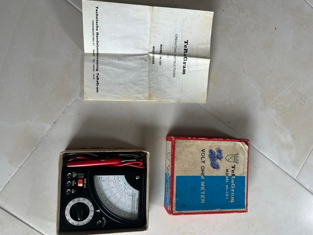 Vintage TeRaGram Volt Ohmmeter Model IN-101 met Doos, Ophalen