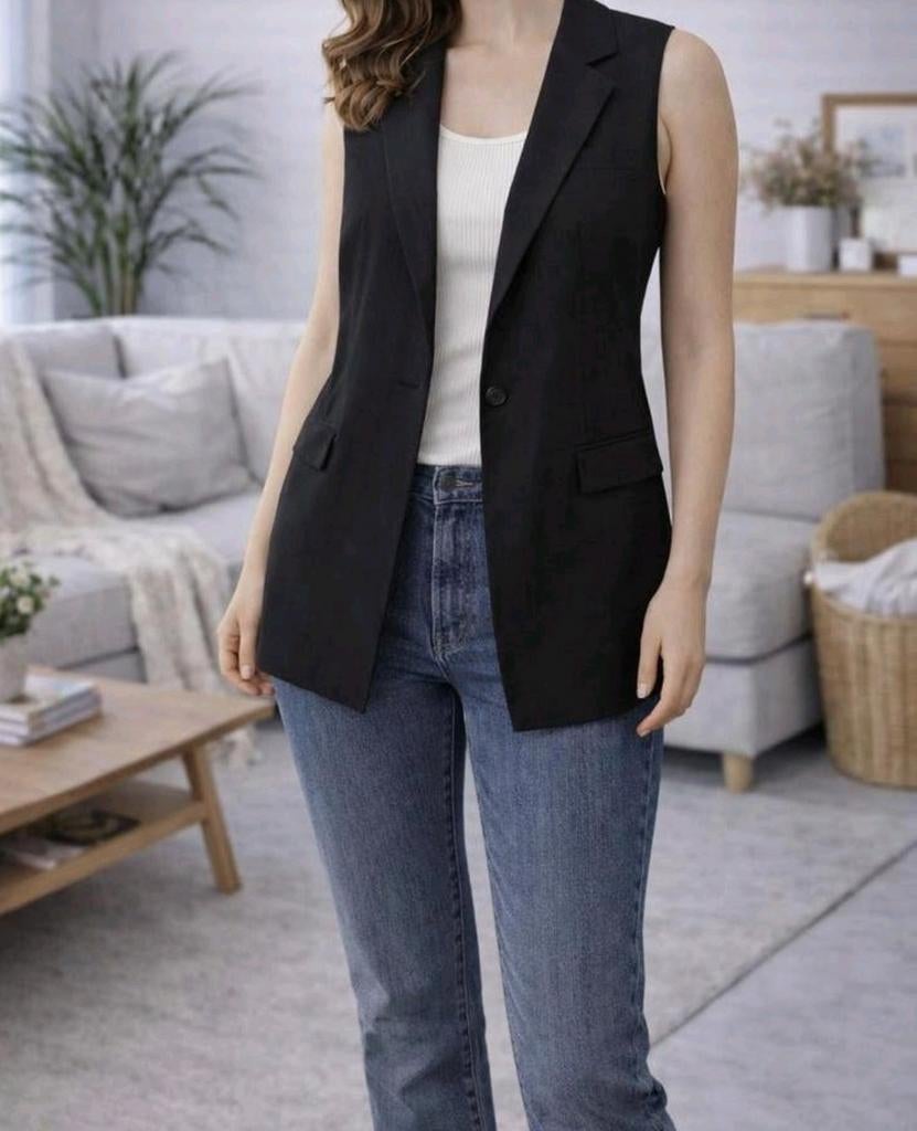 Episode lange gilet/blazer bodywarmer zwart – maat 34, Kleding | Dames, Bodywarmers, Zwart, Ophalen of Verzenden, Zo goed als nieuw