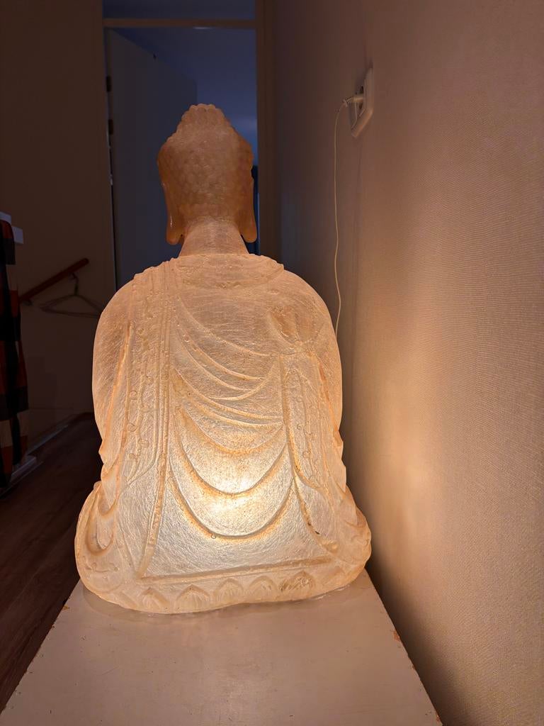 Grote warme Boeddha lamp van glasvezel, Ophalen, Gebruikt
