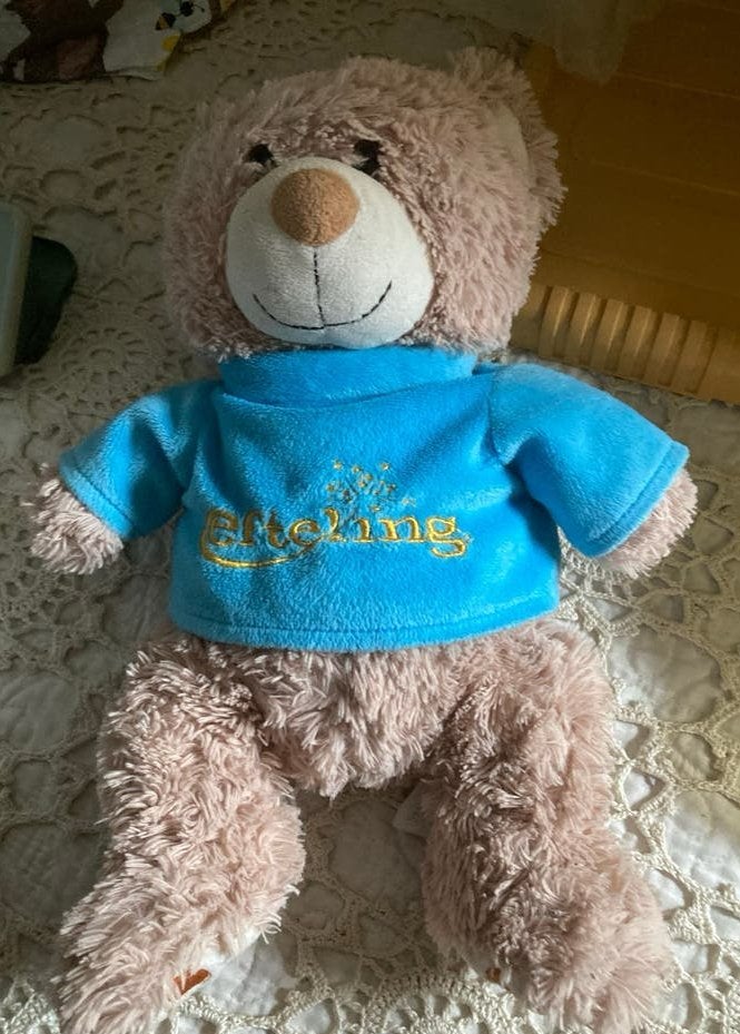 Efteling knuffelbeer met blauw shirt, Overige merken, Beer, Ophalen of Verzenden, Zo goed als nieuw