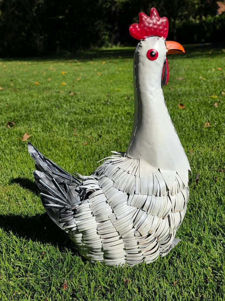 HEN / metaal / 42 cm hoog, Dierenbeeld, Nieuw, Metaal, Info@huisentuindecoratiemarie.nl