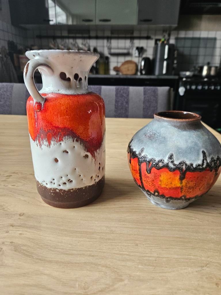 Vintage West Germany Keramiek Vazen - Fat Lava Stijl, Ophalen of Verzenden