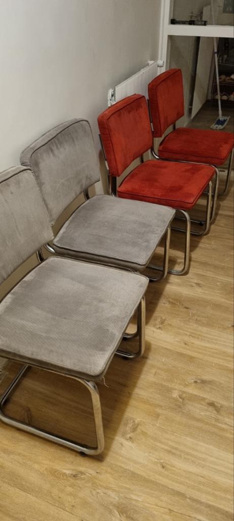 Zuiver Ribstof stoelen Ridge Eetkamerstoelen - Set van 4, Gebruikt, Drie, Ophalen of Verzenden, Stof