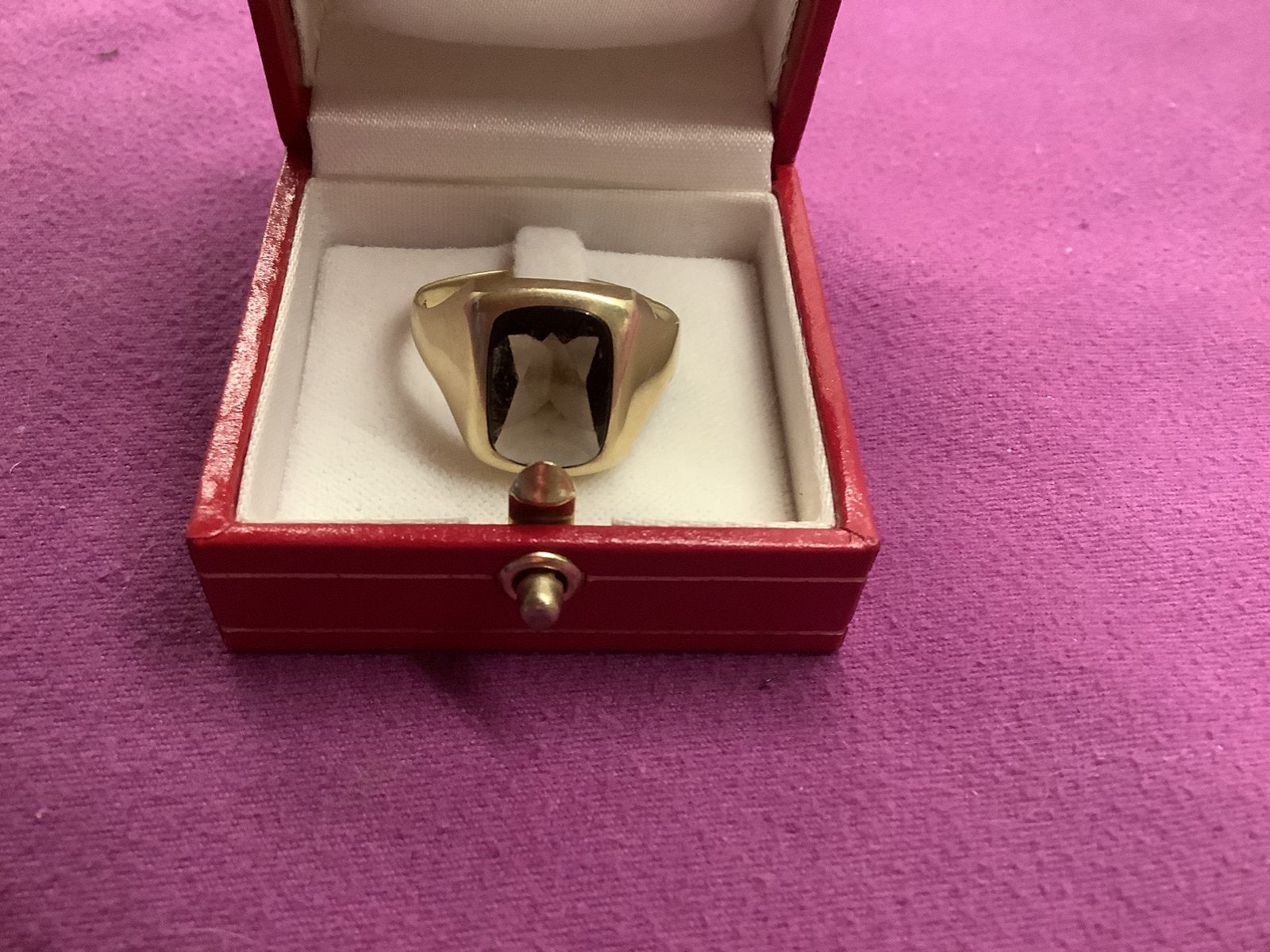 585 gestempelde Heren ring met rookkwartsteen maat 22 ., Sieraden, Tassen en Uiterlijk, Ringen, Gebruikt, 20 of groter, Verzenden