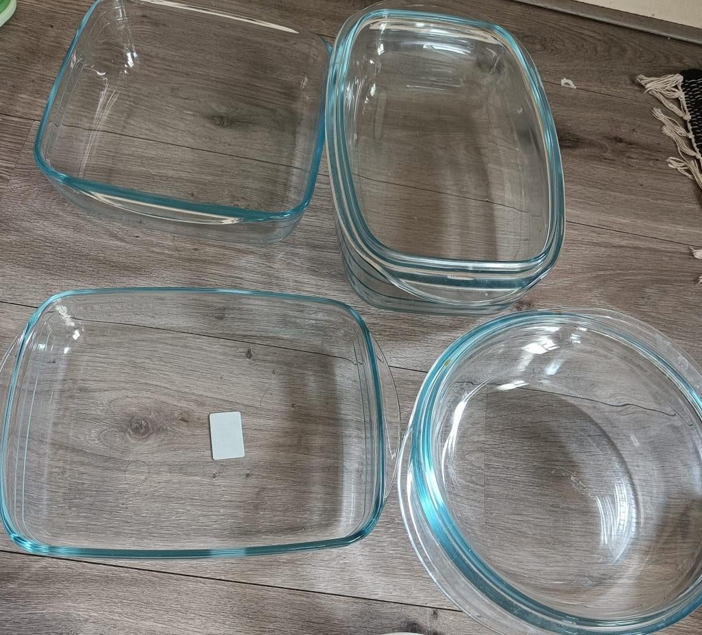 Glazen ovenschalen en kom, Ophalen, Nieuw, Wit, Glas