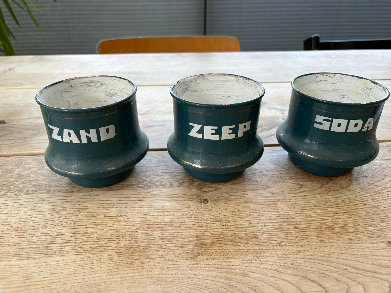 Vintage Emaille Keukenpotten: Zand, Zeep, Soda Set, Antiek en Kunst, Ophalen