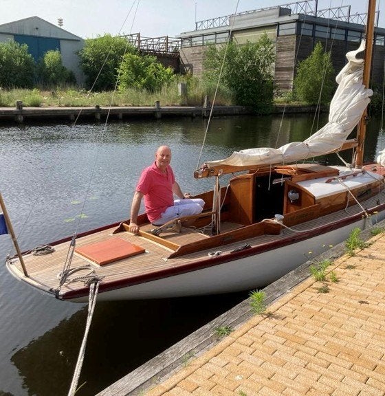 Klassieke houten kajuitzeilboot, Watersport en Boten, Ophalen, Gebruikt, Binnenboordmotor, 1.00 - 1.50 meter
