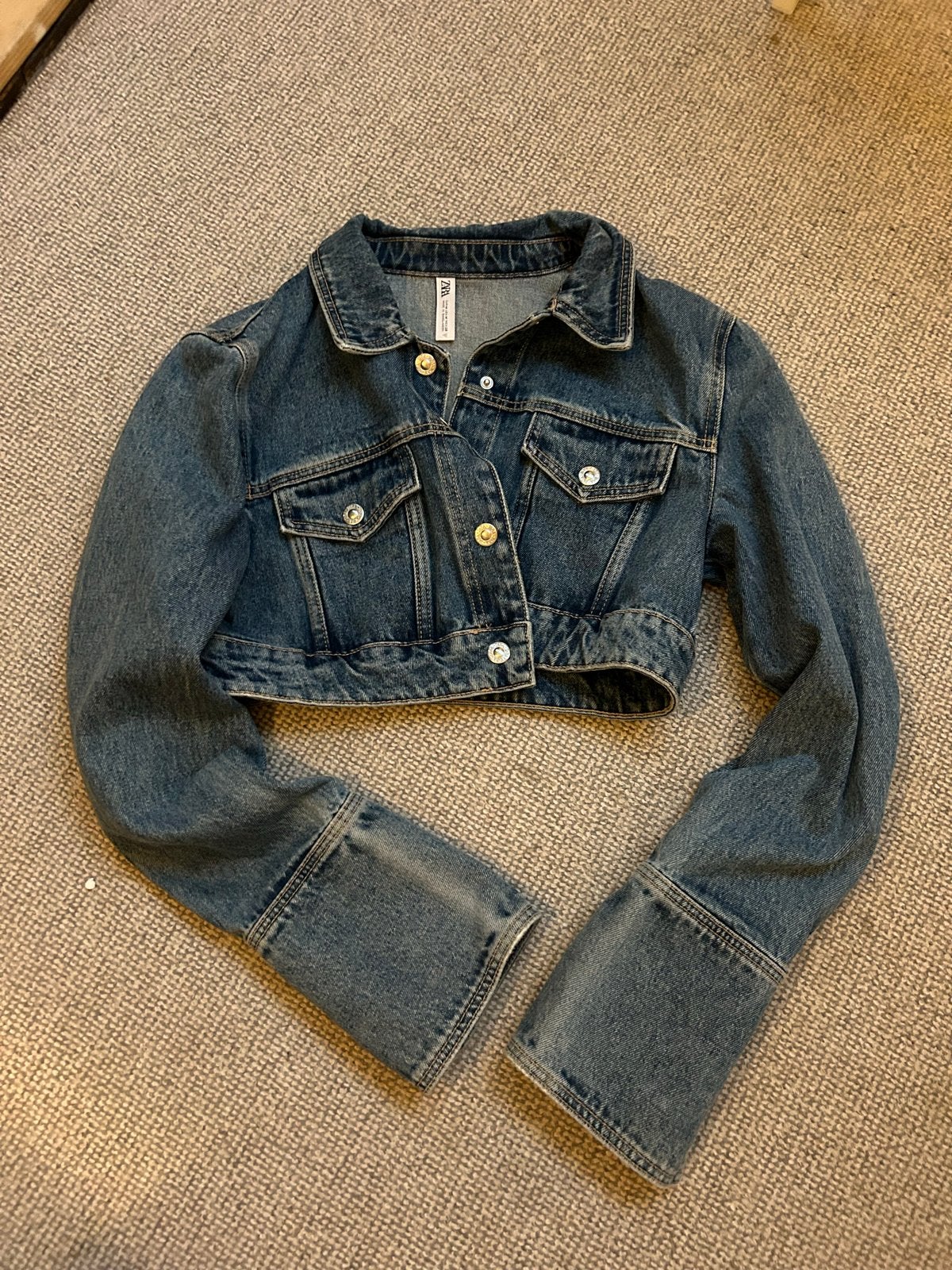 Zara spijkerjasje cropped maat M, Ophalen of Verzenden, Gedragen, Maat 38/40 (M), Blauw