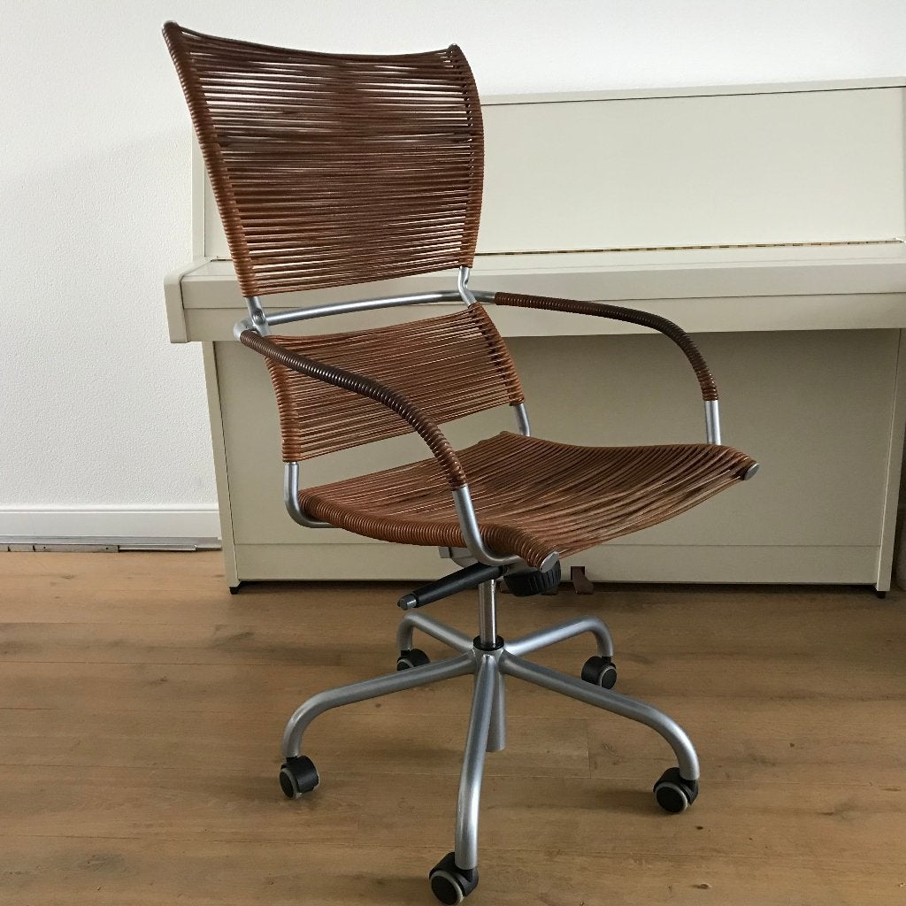 Bureaustoel  stoel Bonacina Elle Miss B design leer vintage, Ophalen, Gebruikt, Zwart, Nvt