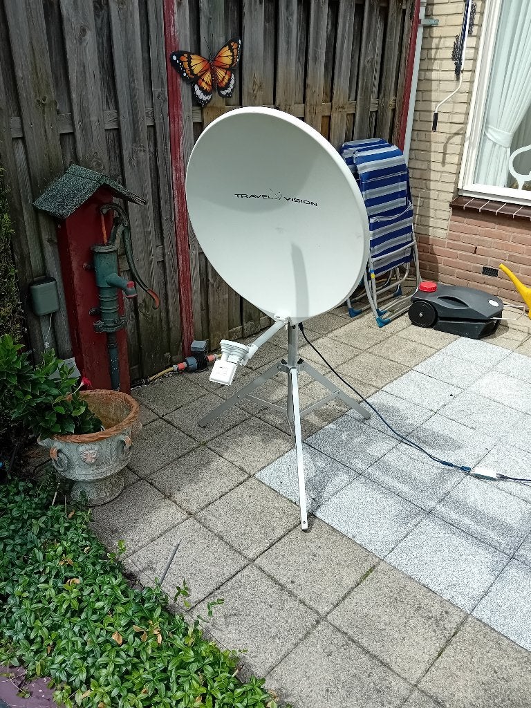 TravelVision R6 DUO LNB met decoder 65 cm, Ophalen, Zo goed als nieuw, (Schotel)antenne, Overige merken