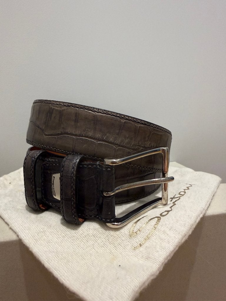 Santoni Croco Lederen Riem | 105cm | (253), 95 tot 105 cm, Bruin, Verzenden, Echt leder