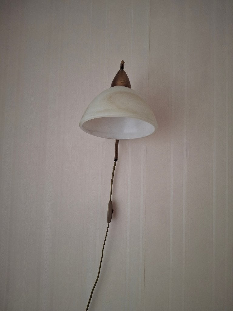 twee klassieke wandlampen. Brons Messing met Glas, Ophalen, Gebruikt, Glas, Wandlamp