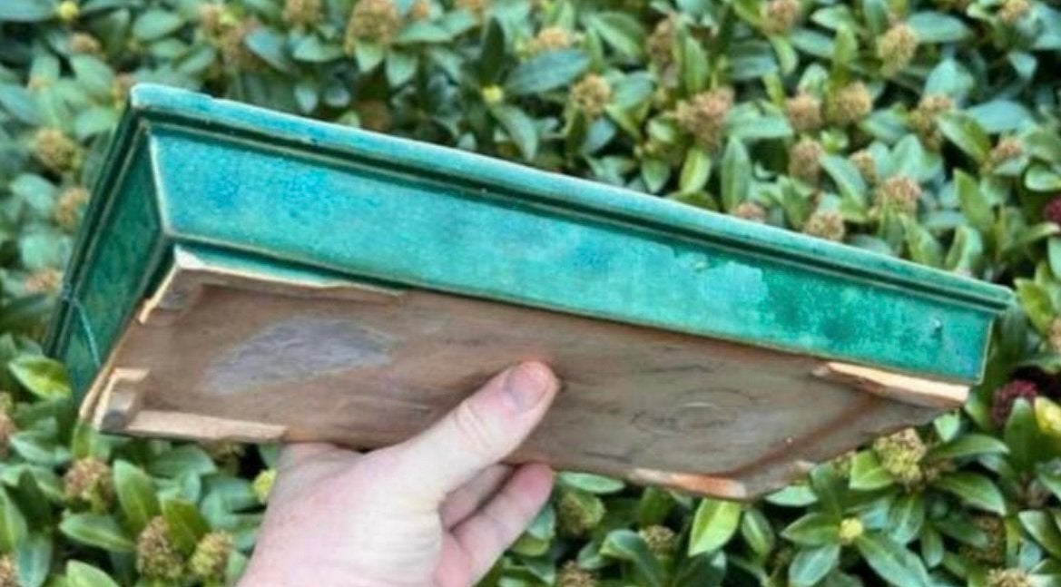 Bonsai schaal groen geglazuurd aardewerk 32,1x17,2x4,1, Tuin en Terras, Bloempotten, Ophalen of Verzenden, Zo goed als nieuw, Aardewerk