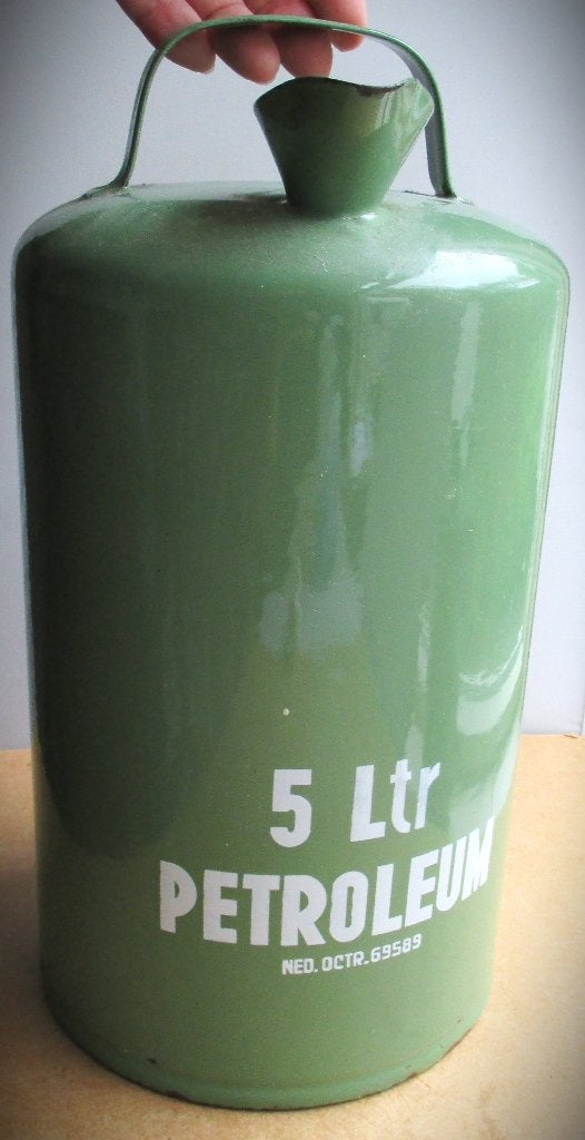 Petroleumkan Emaille Groen~Antieke Petroleum Kan~5 liter, Antiek en Kunst, Ophalen of Verzenden