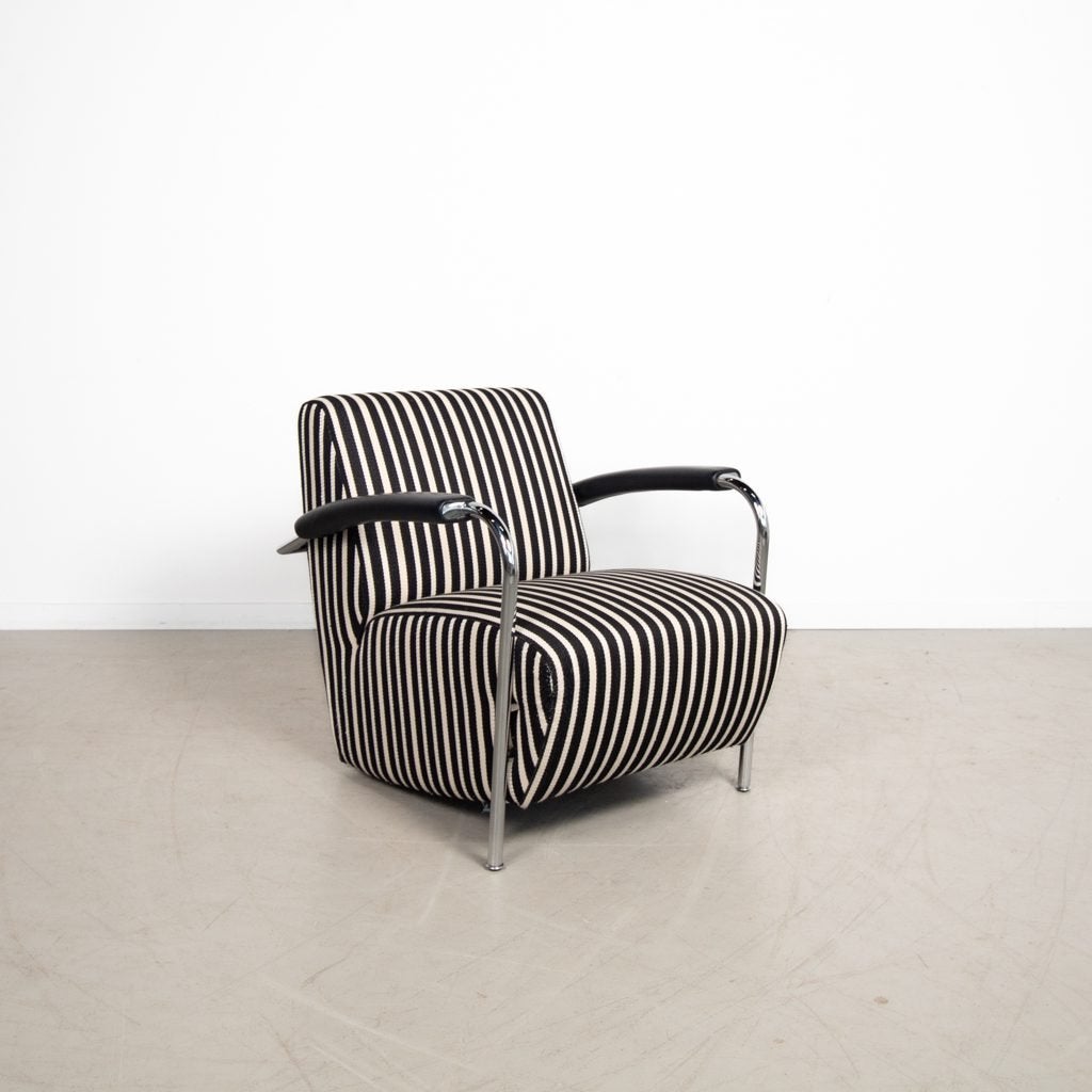 Leolux Scylla Laag Fauteuil Hoog Zwart/Wit  Sof, Niet ingevuld, Leolux, Minder dan 75 cm, Niet ingevuld