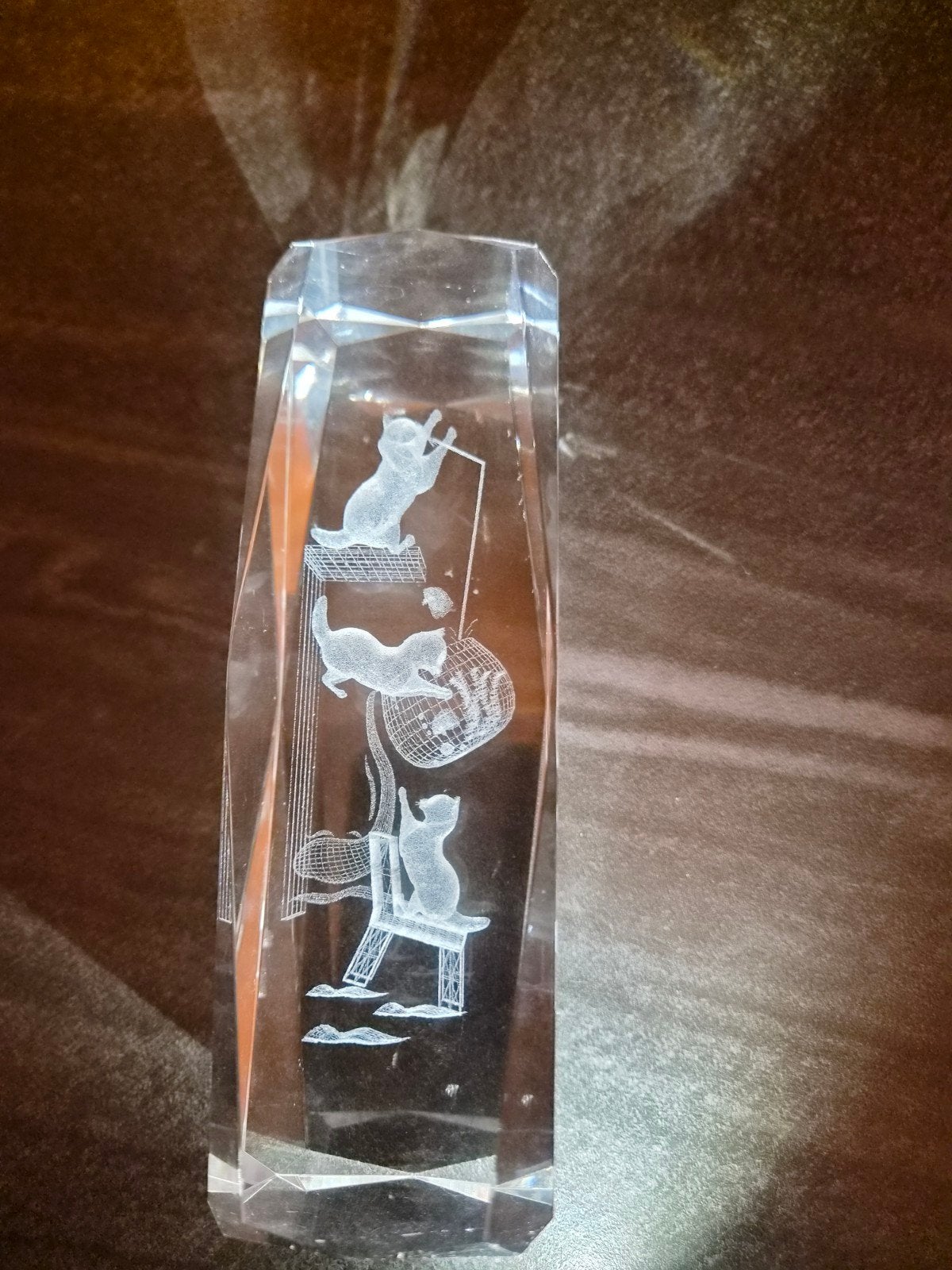 Kristallen decoratie met 3D kattenlaser, Ophalen of Verzenden, Zo goed als nieuw, Modern, Wit