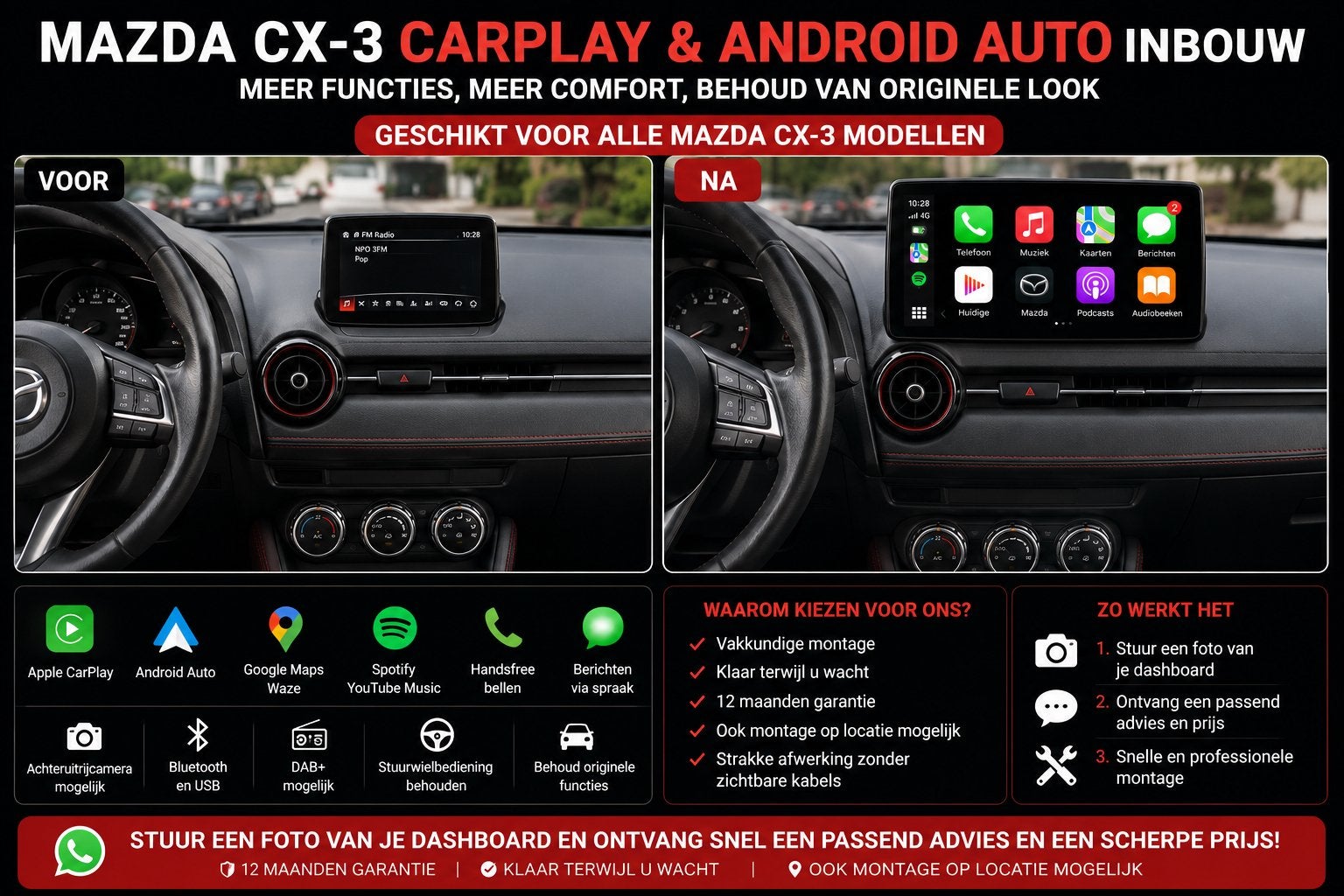 Mazda CX-3 CarPlay & Android Auto Inbouw, Ophalen, Nieuw