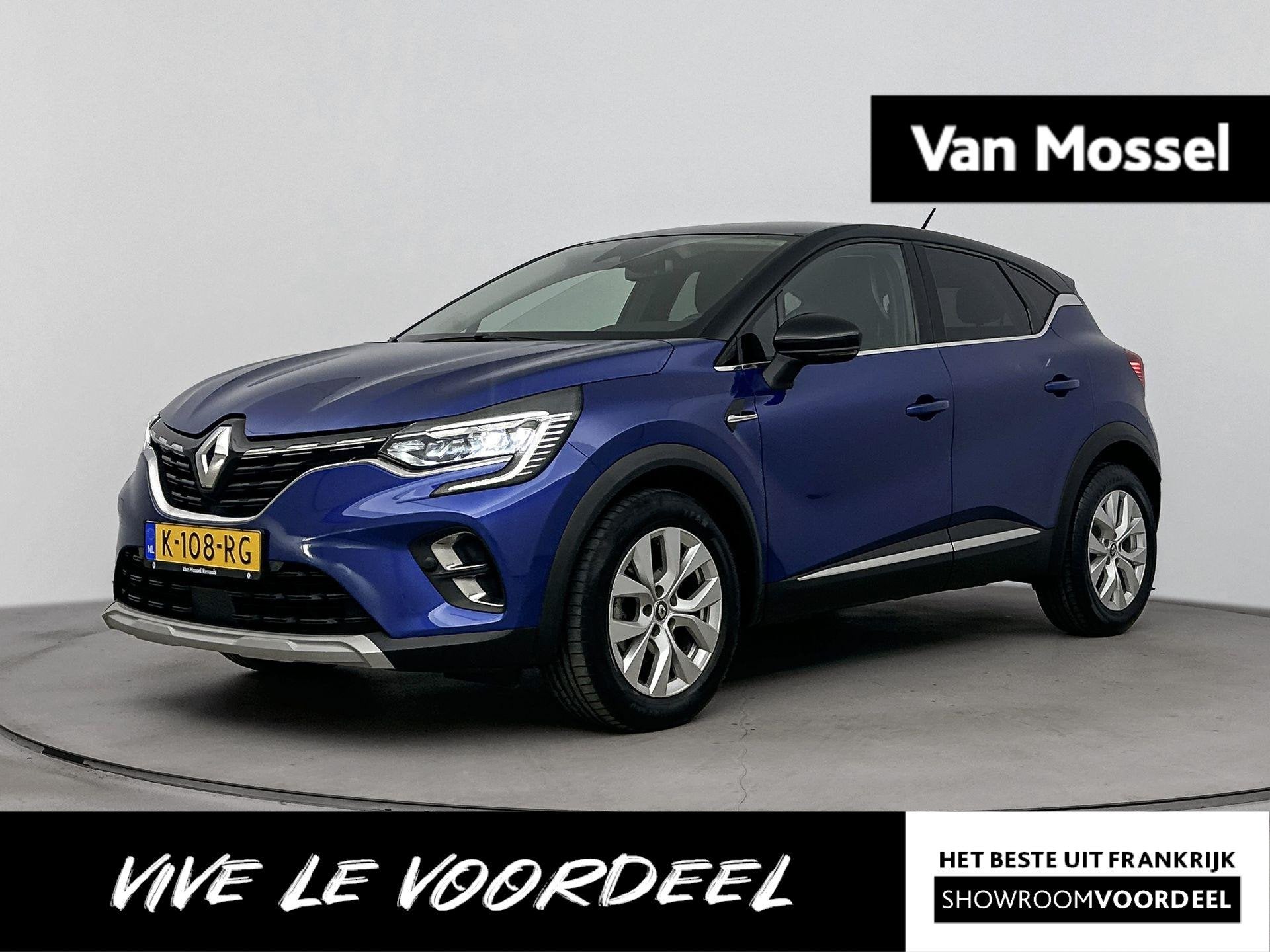 Renault Captur 1.0 TCe Intens 90PK | Navigatie | Achteruitri, Auto's, Gebruikt, Euro 6, Blauw, Leder en Stof