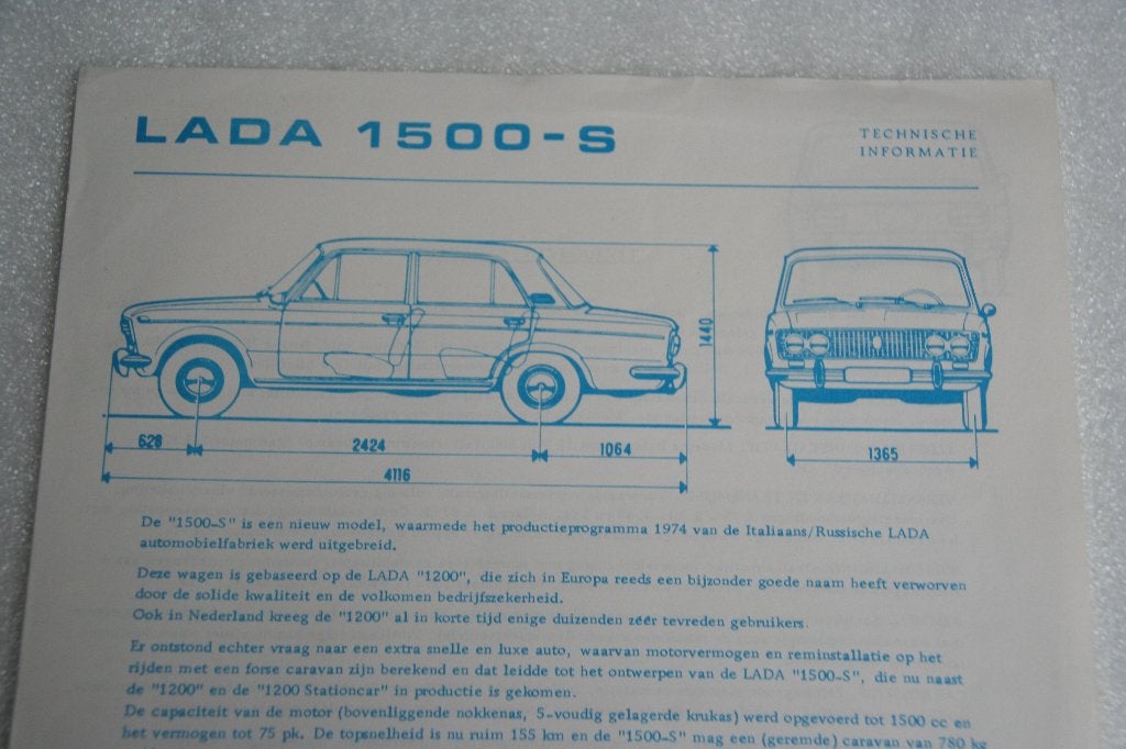 Folder / 1e folder /flyer Lada 1500 S (1974) (4), Ophalen of Verzenden, Nieuw, Overige merken