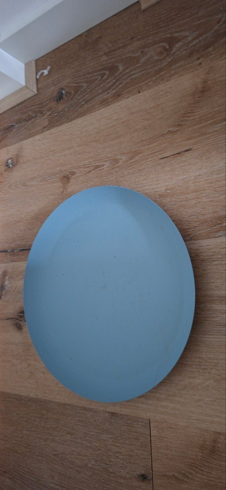 blauw metalen onderbord voor kaarsen oid, Ophalen of Verzenden, Gebruikt, Blauw, Metaal