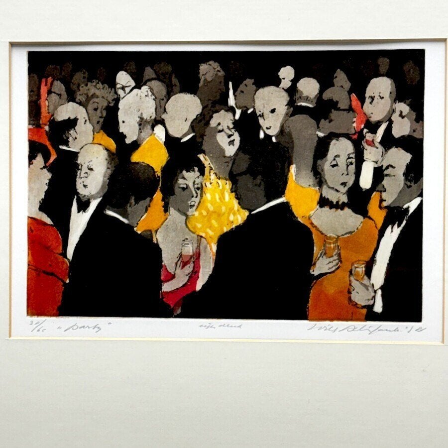 Willy Belinfante (1922-2014) - 'Cocktail' en 'party', Antiek en Kunst, Ophalen of Verzenden, Dagelijks leven, Ets, Gesigneerd