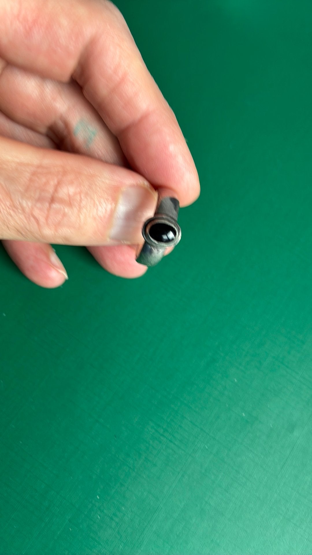925 Sterling zilver ring 18 mm zwarte steen, 18 tot 19, Gebruikt, Ophalen of Verzenden, Dame