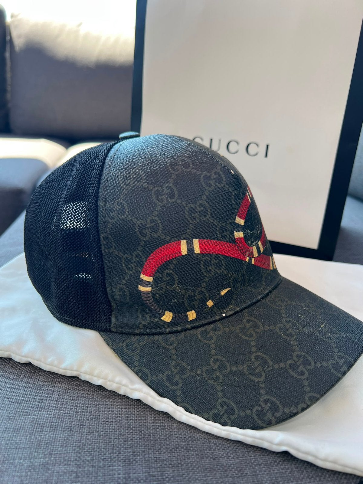 Originele Gucci pet maat M, Kleding | Heren, Hoeden en Petten, Ophalen, Zo goed als nieuw
