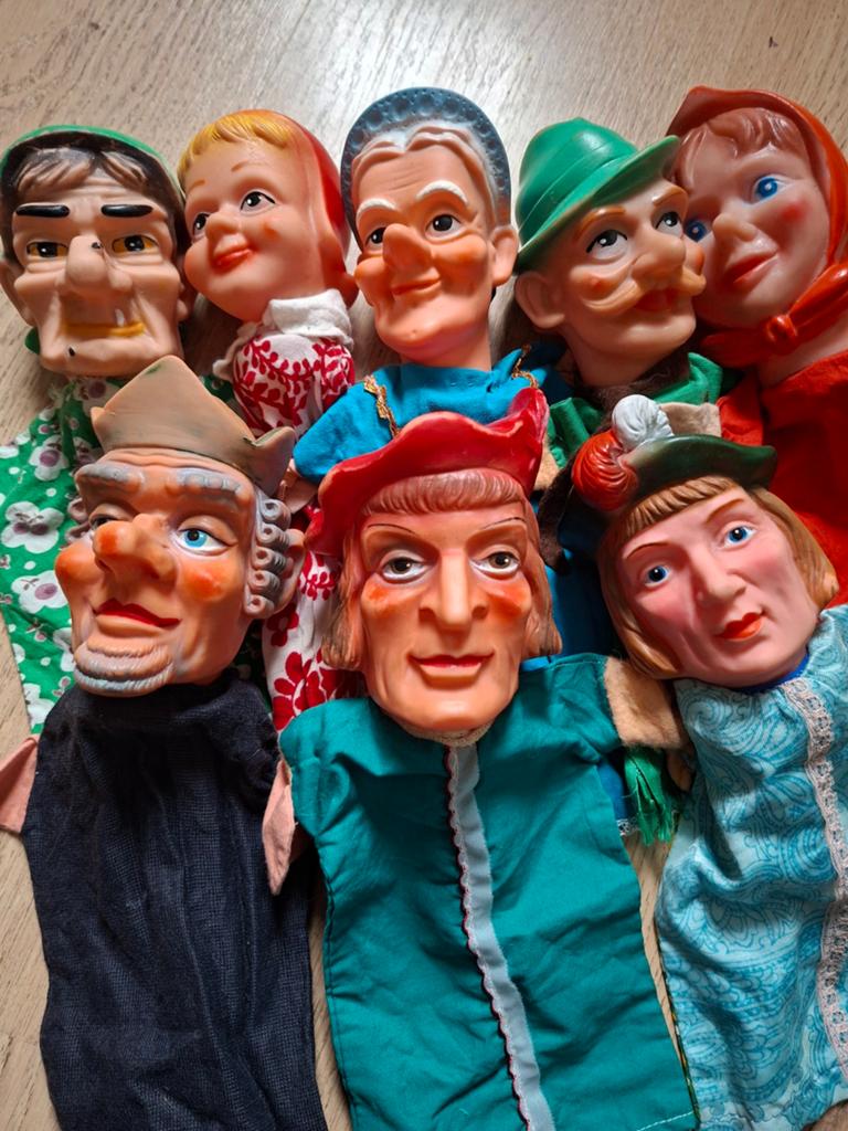 Vintage Handpoppen Set - Poppenkastpoppen, Ophalen of Verzenden, Gebruikt, Pop