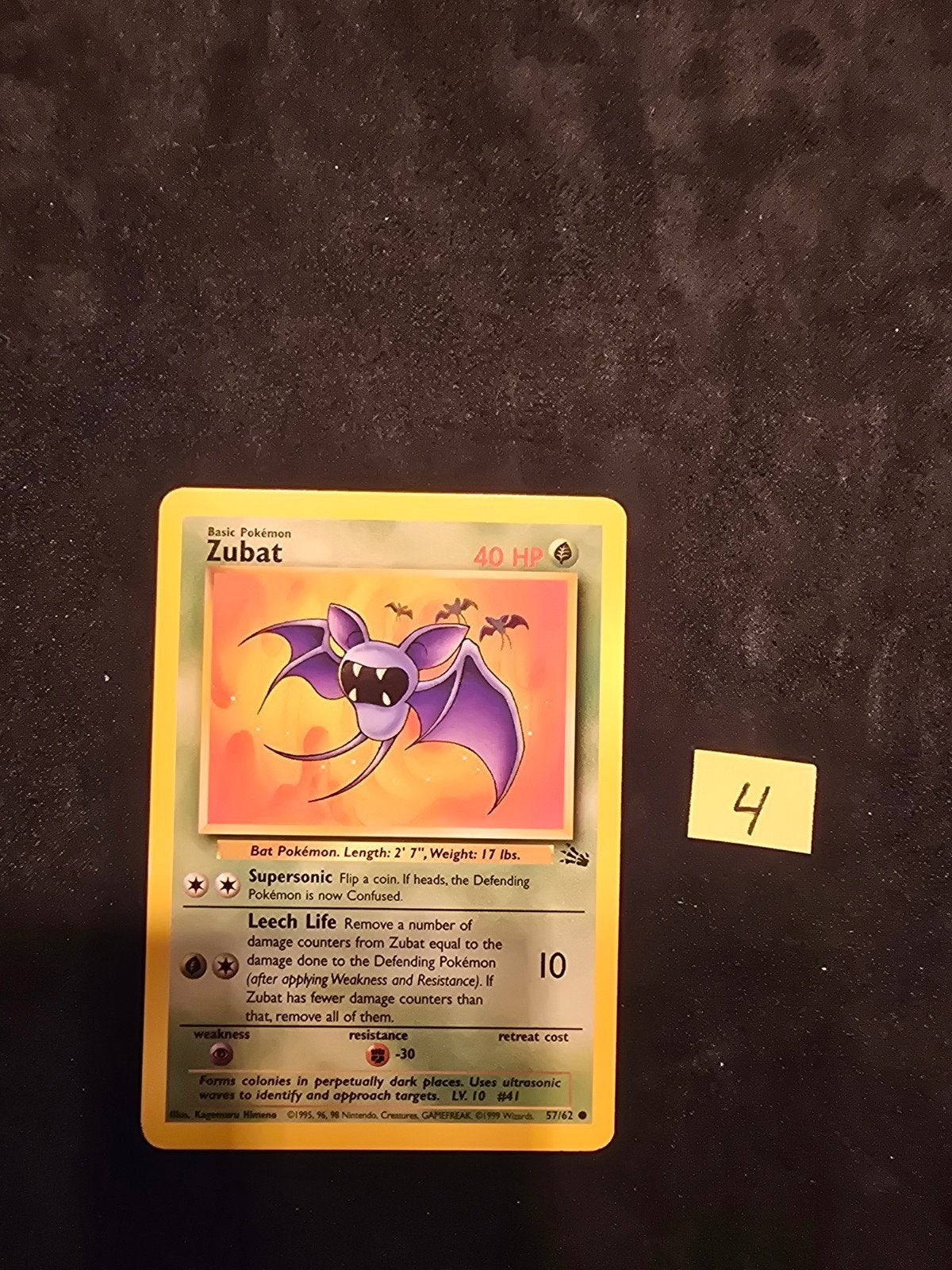 Zubat 57/62 - Fossil Set Pokémon Kaart, Ophalen of Verzenden, Gebruikt, Losse kaart