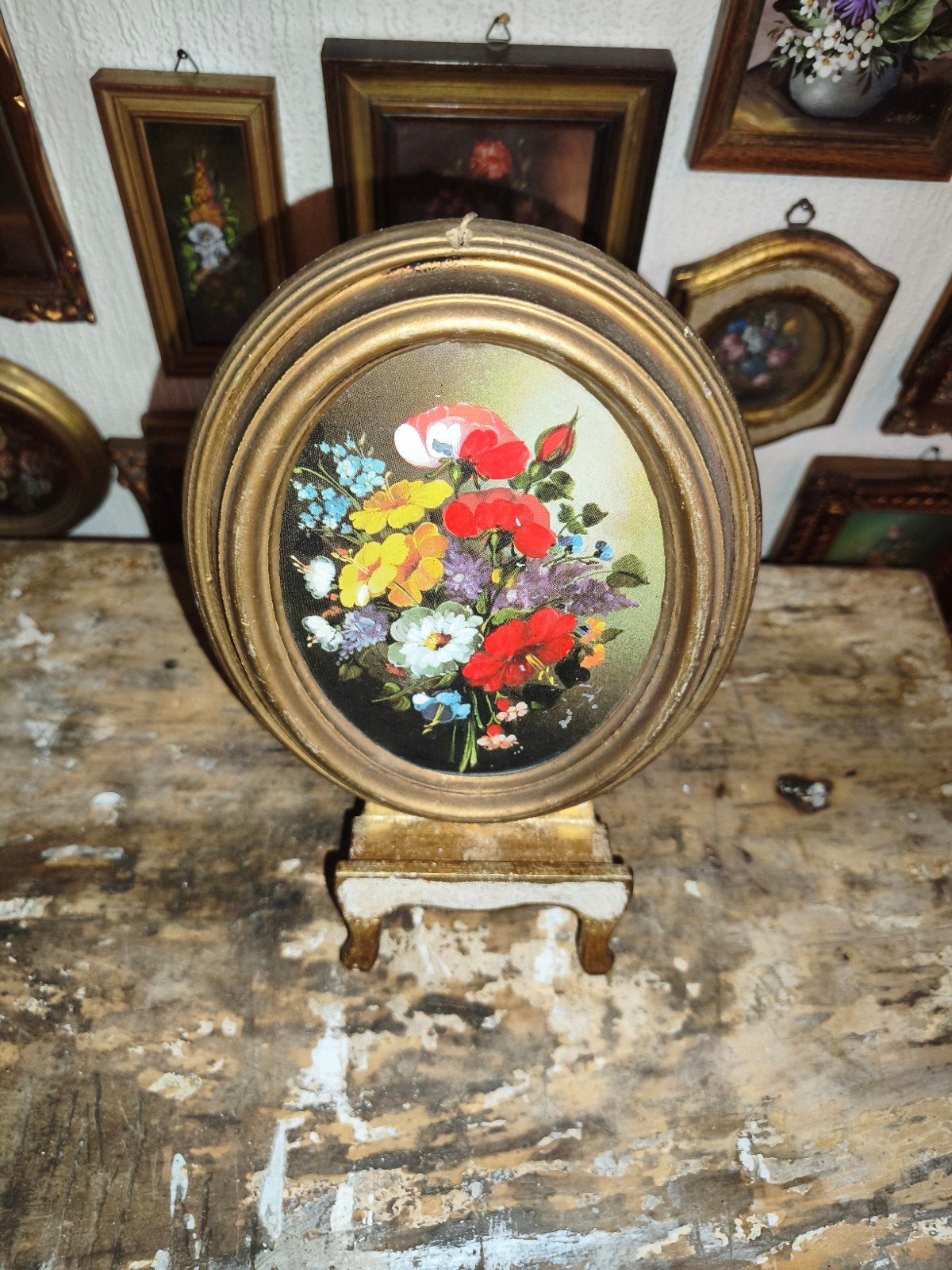Gouden lijstje met prent van bloemen V9, Ophalen of Verzenden