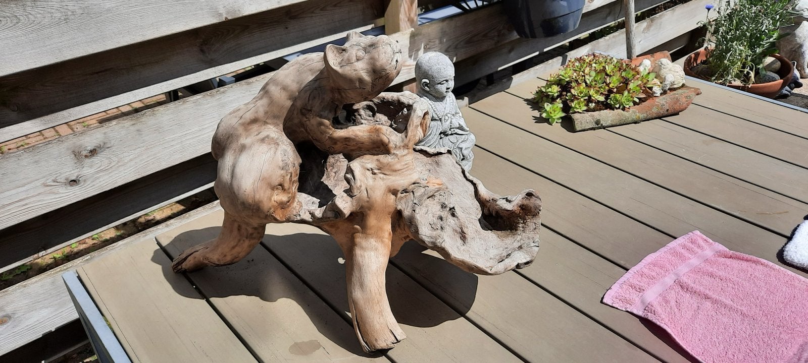 Uniek Houten Beeld van panter, Handgemaakt, Beeld, Hout, Bruin