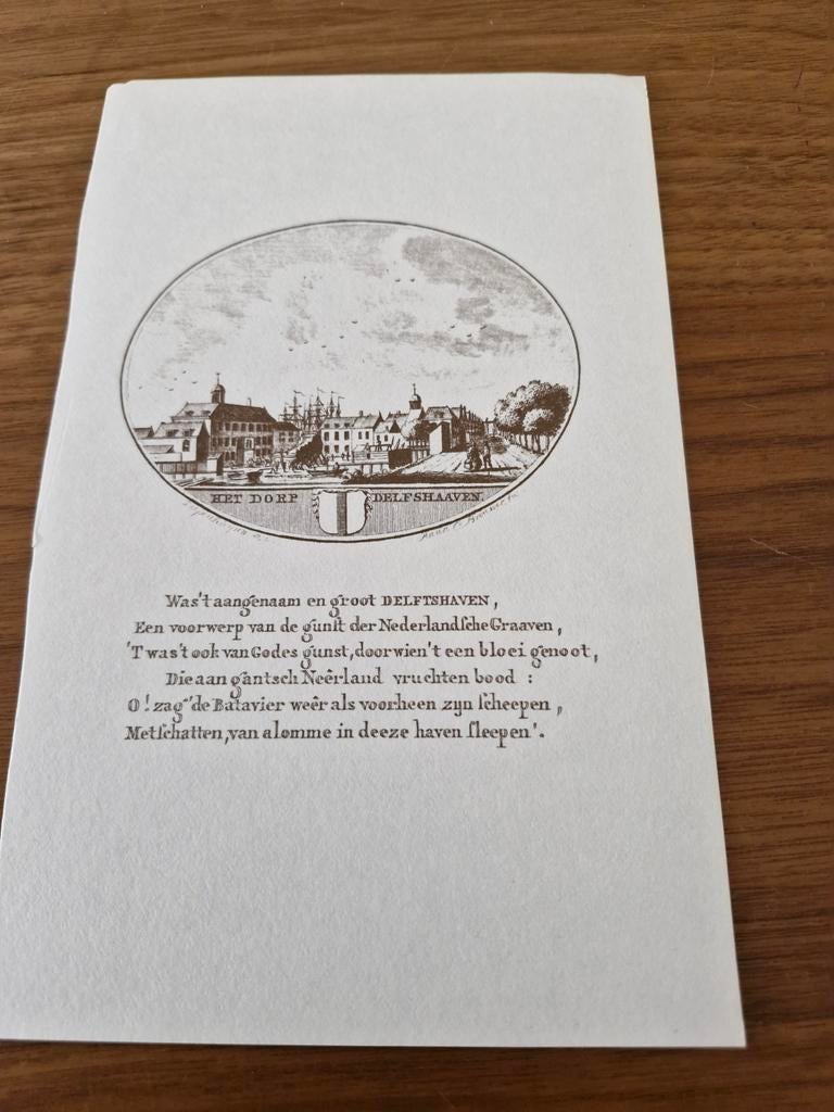 Prent Het Dorp Delfshaven, Ophalen of Verzenden, Voor 1940, Gebruikt