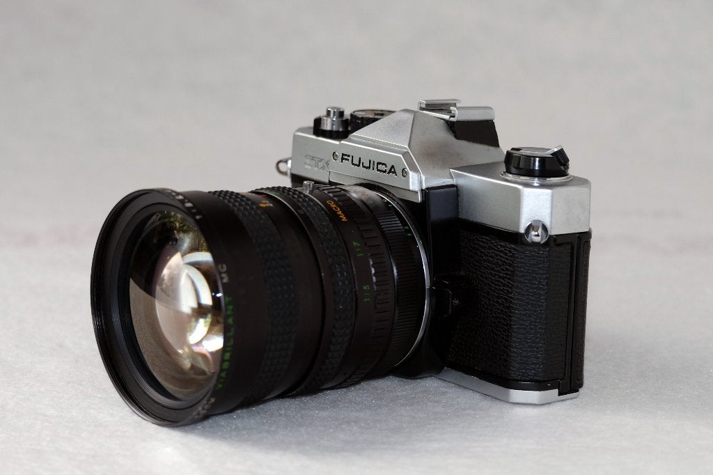 Fuji FujiFilm Fujica STX-1 camera, 28-80 Zoom + Macro lens, Ophalen of Verzenden, Gebruikt, Spiegelreflex, Fuji