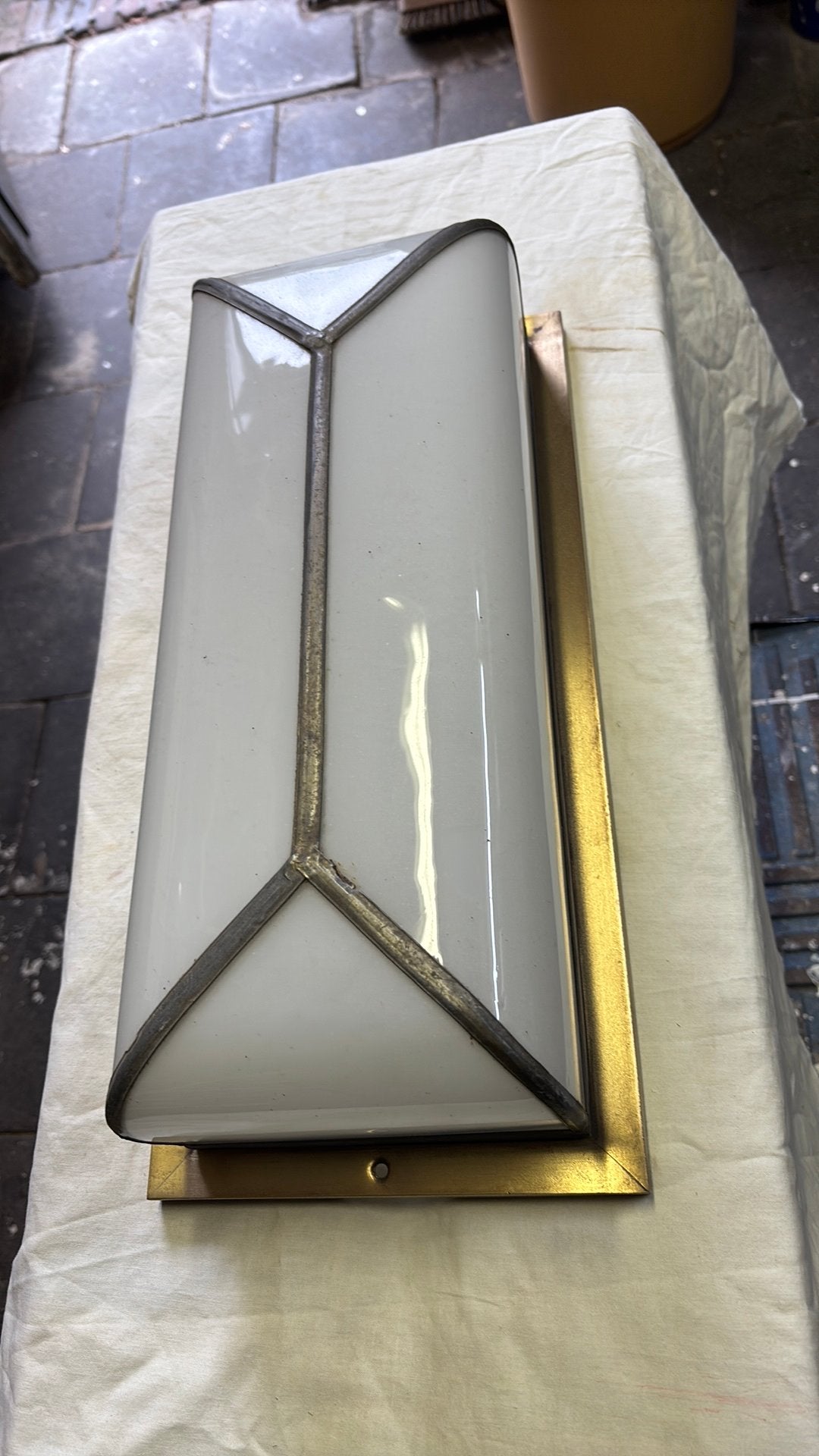Glas in lood - lampenkap, Gebruikt, Overige typen, Wit, Ophalen of Verzenden