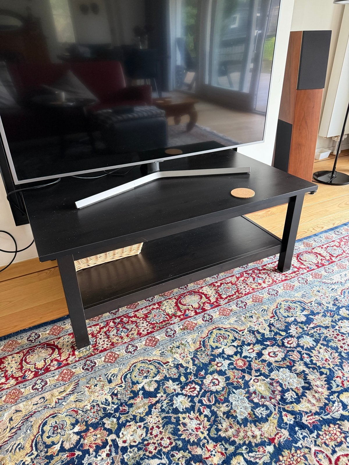 Zwarte ikea salontafel, Huis en Inrichting, Tafels | Salontafels, Ophalen, Gebruikt, 100 tot 150 cm, 50 tot 100 cm
