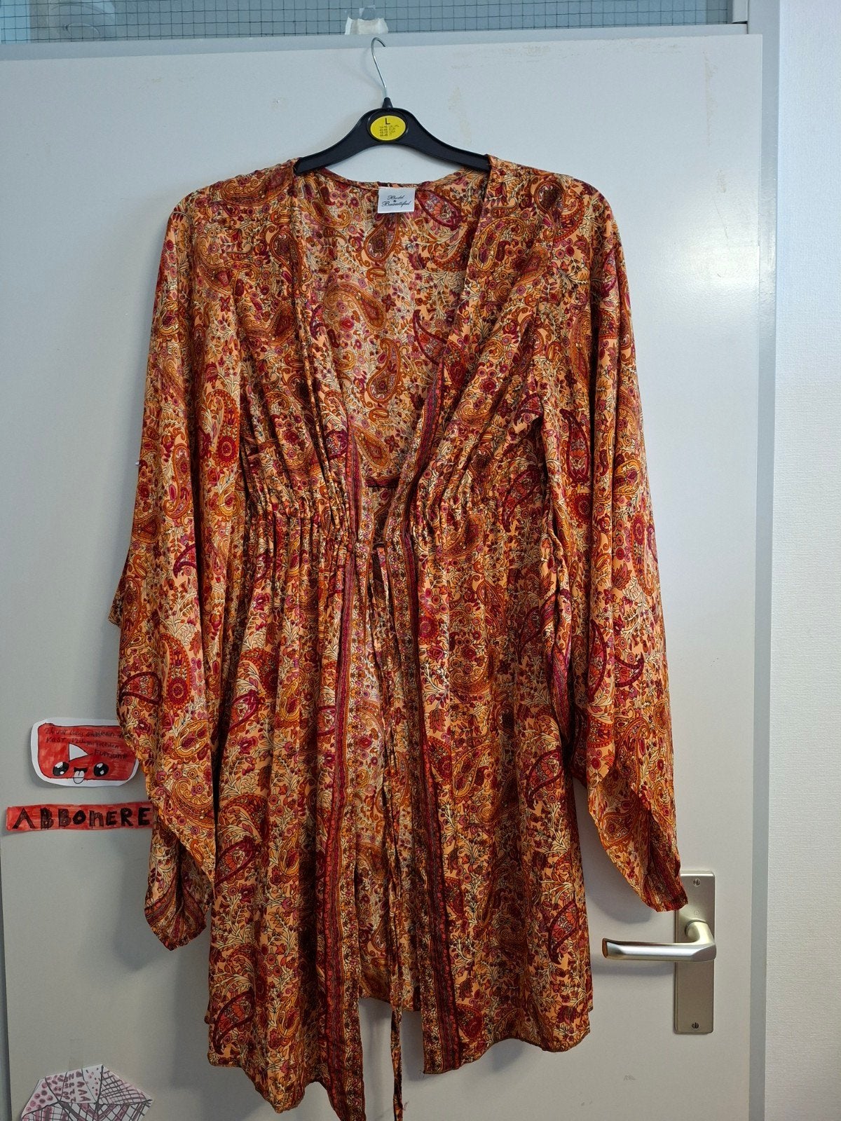 Boho Kimono met Paisley Print - Oranje/Rood, Onbekend, Ophalen of Verzenden, Zo goed als nieuw
