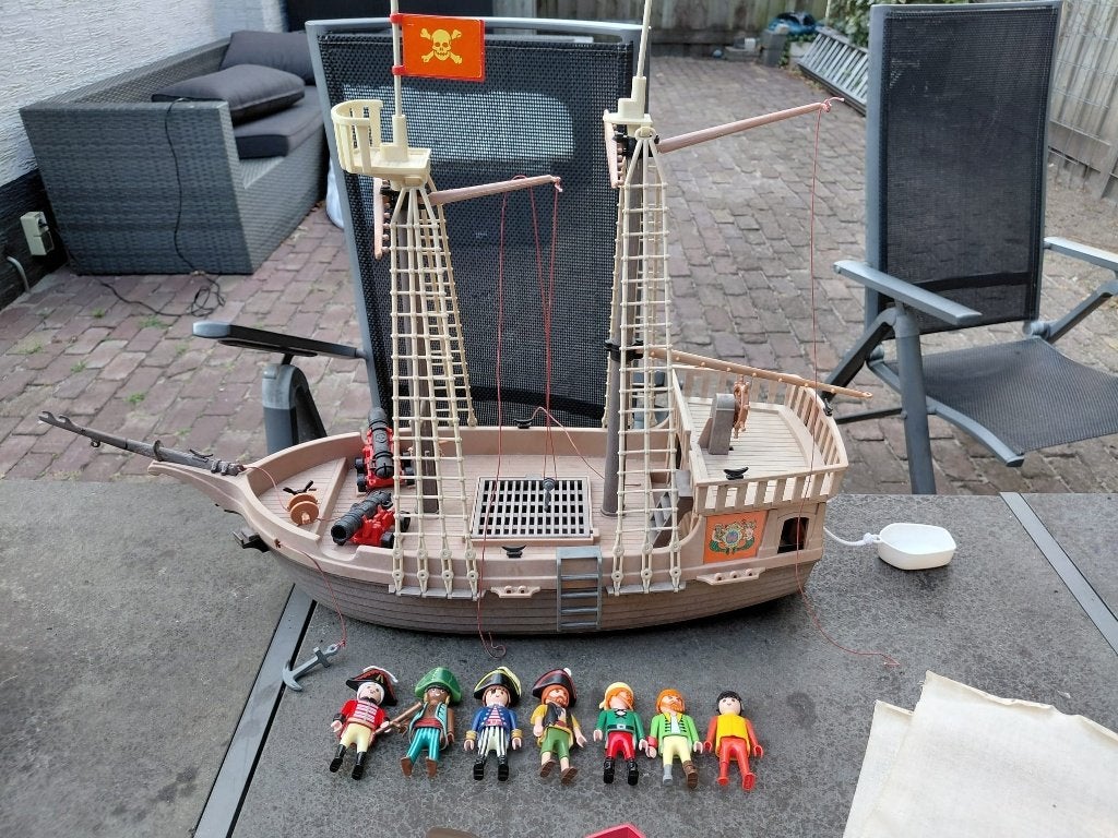 Playmobil Piratenboot uit de jaren 80 met extra's, Kinderen en Baby's, Speelgoed | Playmobil, Ophalen, Pirates, Gebruikt, Losse onderdelen