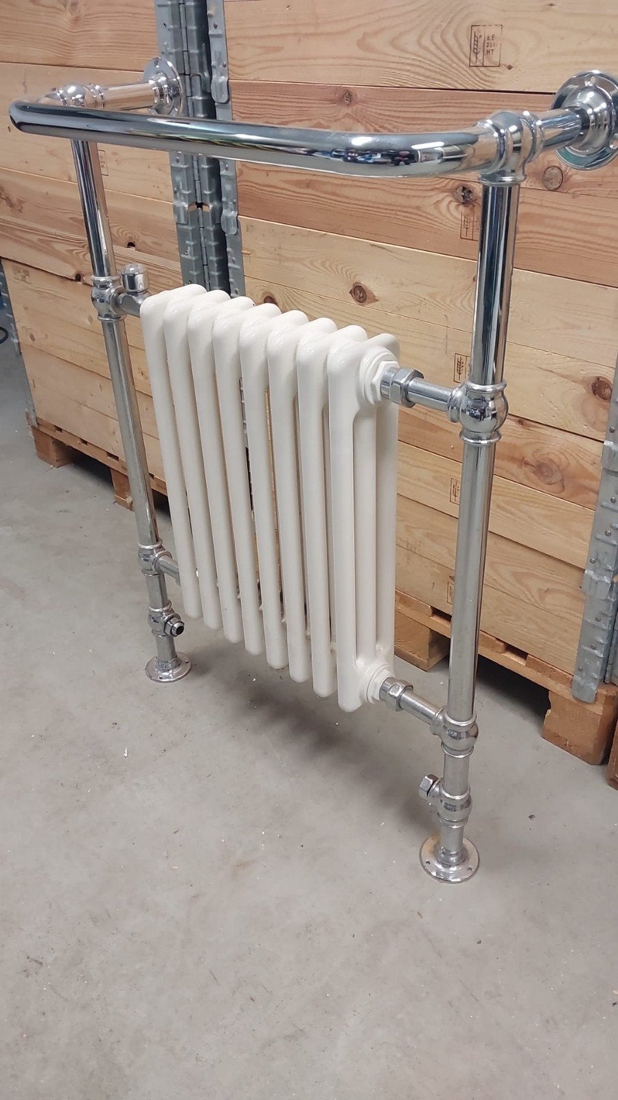 Vintage Radiator met Handdoekrek - Chroom en Wit, Ophalen, Radiator, 60 tot 150 cm, 80 cm of meer