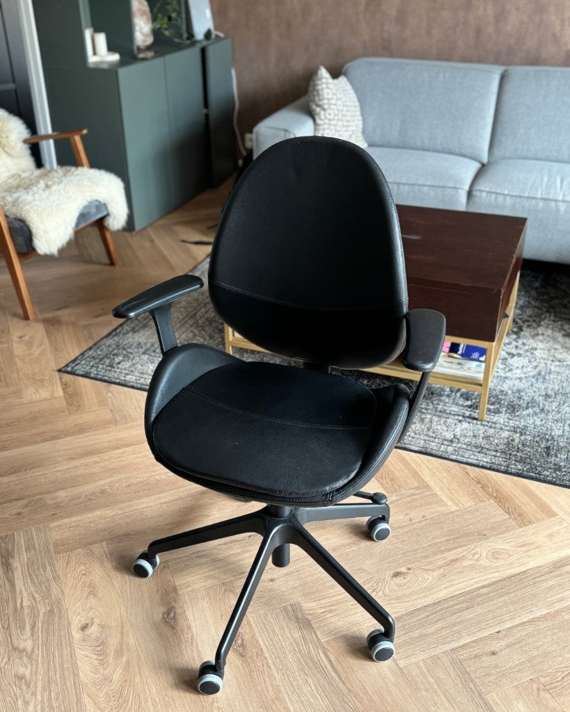 Leren bureaustoel | IKEA HATTEFJÄLL bureaustoel zwart, Ophalen, Zwart, Zo goed als nieuw, Bureaustoel