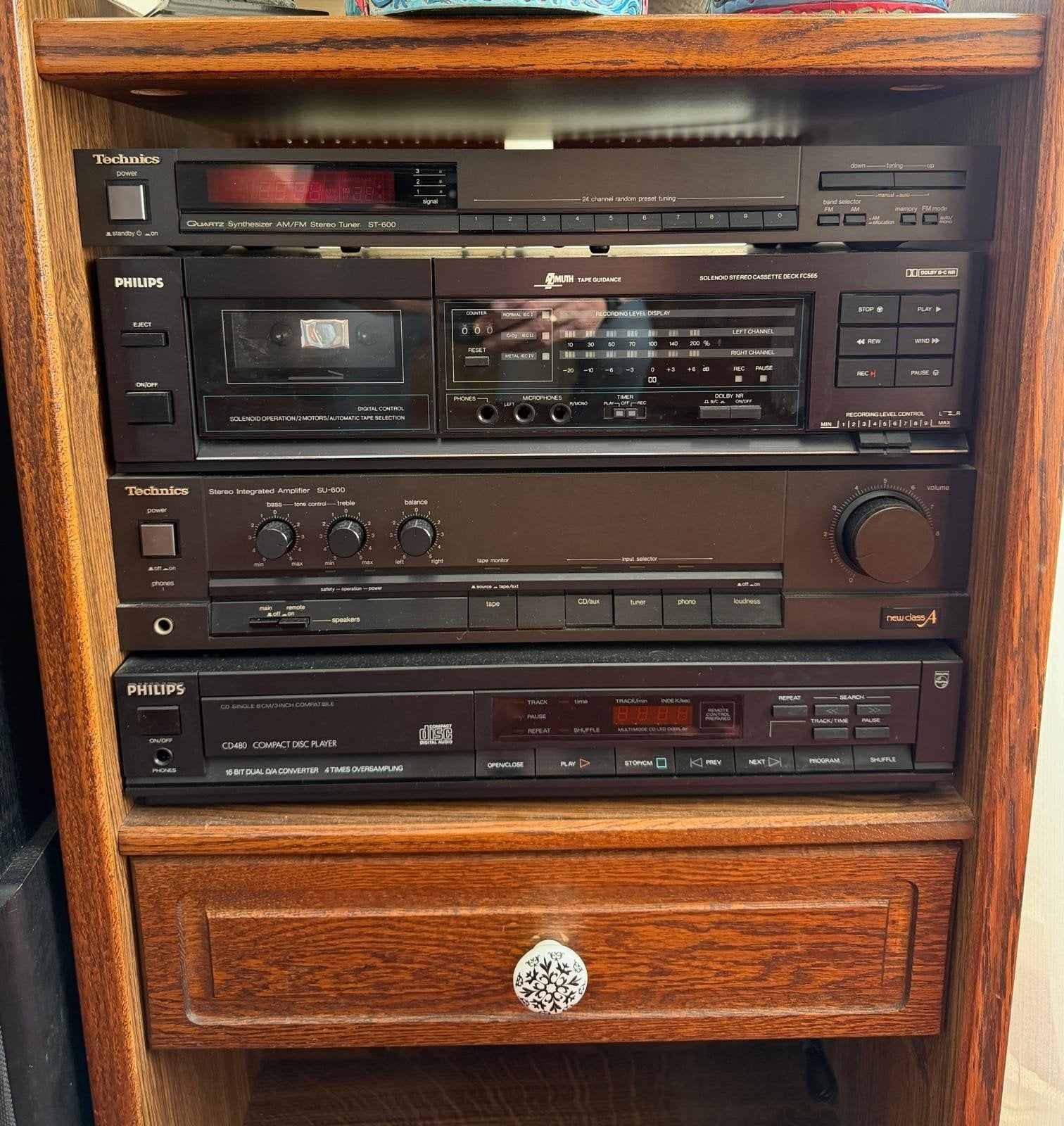 Technics & Philips Stereo Set met Speakers, Ophalen, Gebruikt, Cassettedeck, Philips