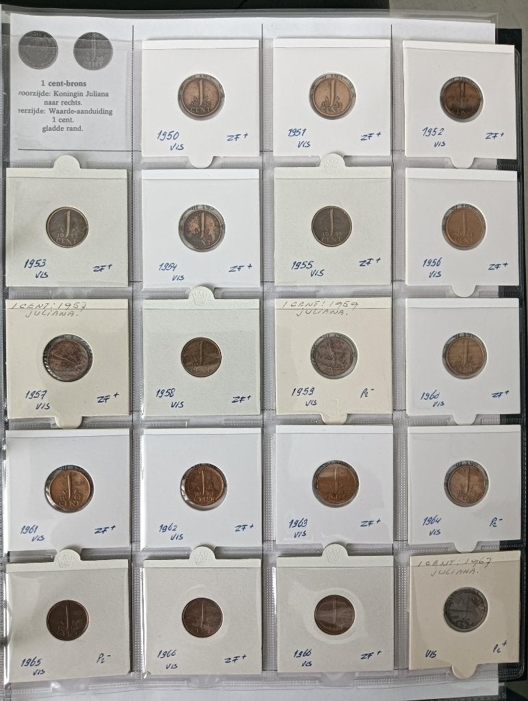 Juliana complete munten verzameling inclusief zilver, Postzegels en Munten, 1 gulden, Koningin Juliana, Setje, Zilver