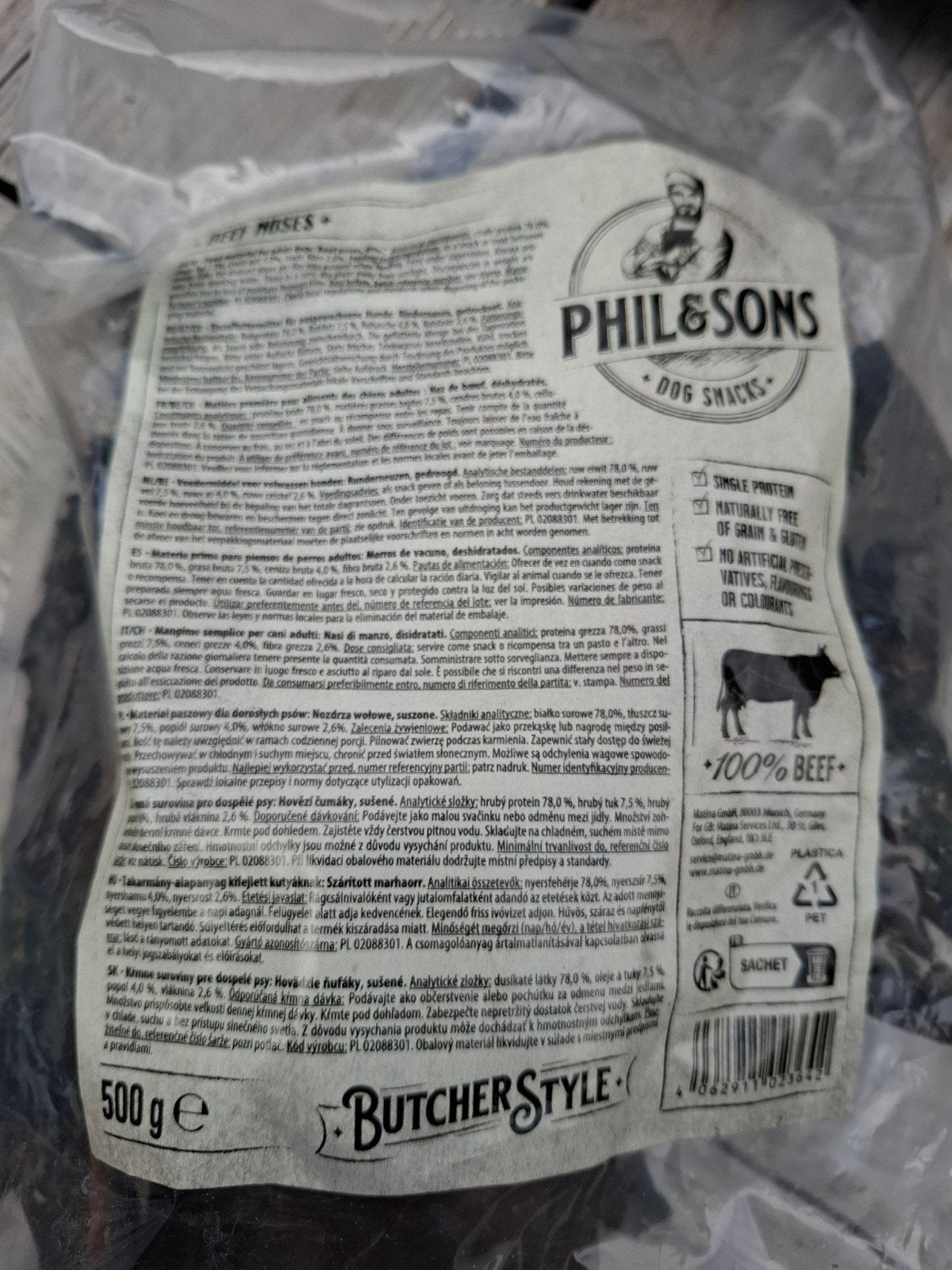 Beef noses Phil & Seasons 500 gram, Ophalen of Verzenden, Hond