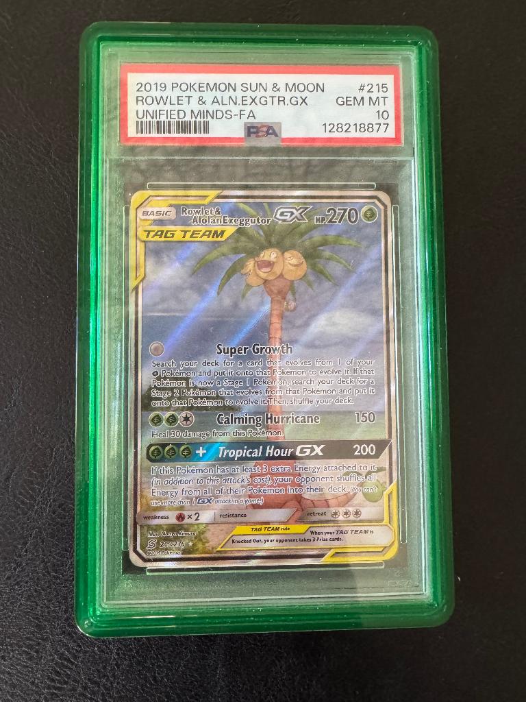 Rowlet & Alolan Exeggutor, 215, PSA 10, Ophalen of Verzenden, Nieuw, Losse kaart, Foil