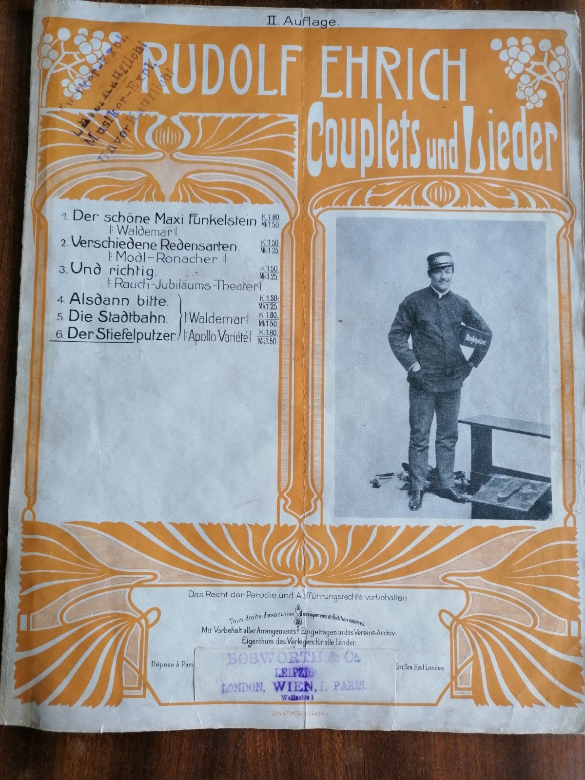 Rudolf Ehrich Couplets und Lieder - Oude bladmuziek, Muziek en Instrumenten, Bladmuziek, Ophalen of Verzenden, Gebruikt, Artiest of Componist