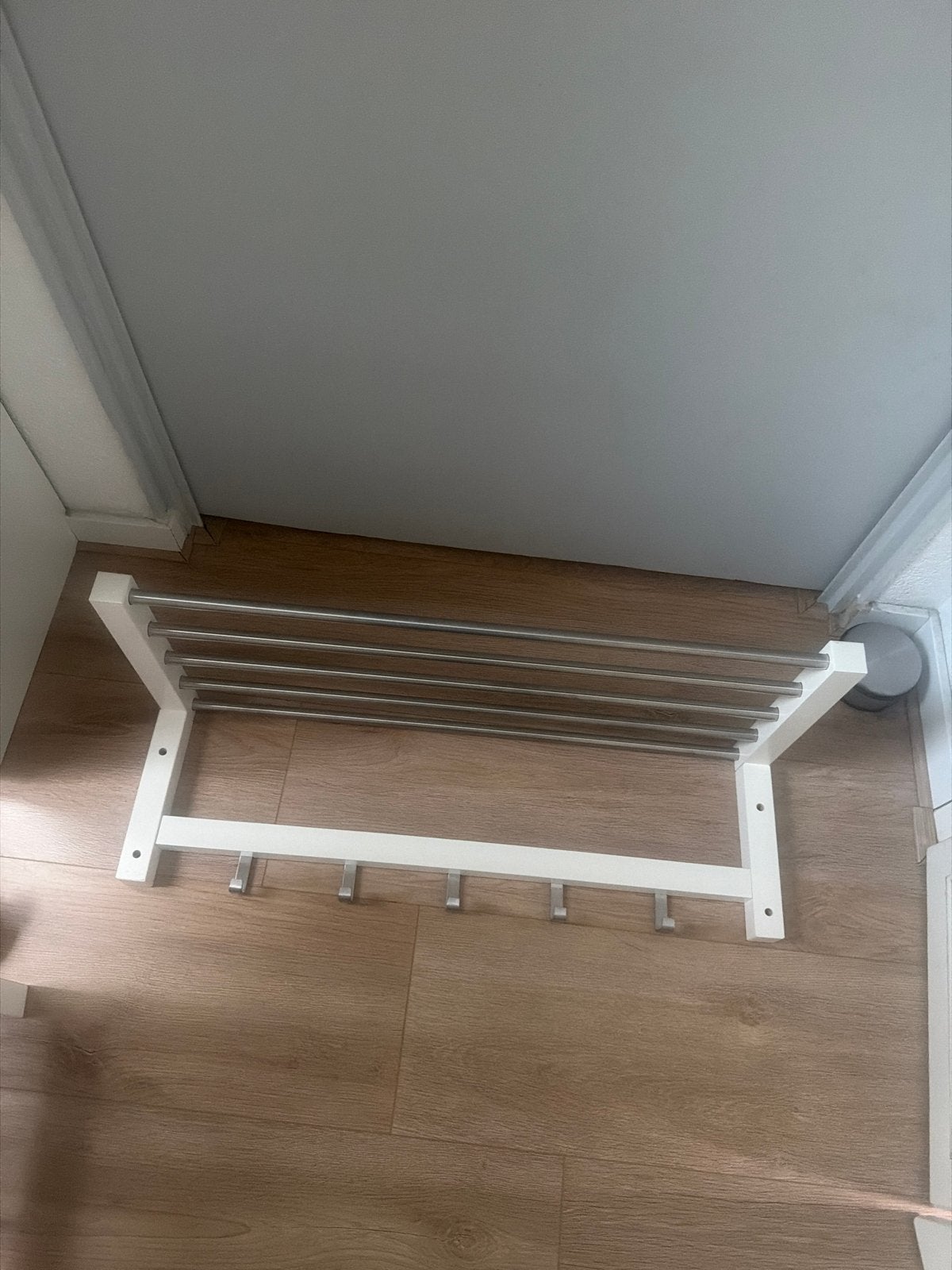 Witte IKEA Kapstok met Rek en Haken, Wandkapstok, Gebruikt, Ophalen of Verzenden, Minder dan 100 cm