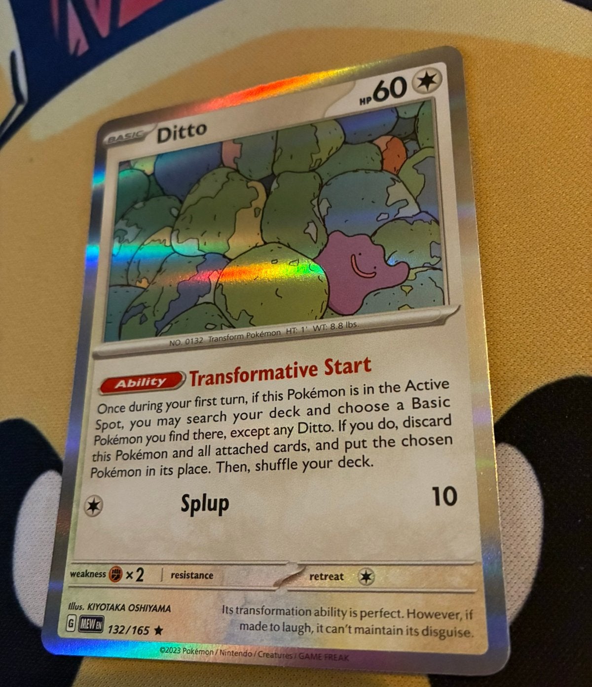 Pokémon Ditto 132/165 – 151 – Holo Rare –, Ophalen of Verzenden, Zo goed als nieuw